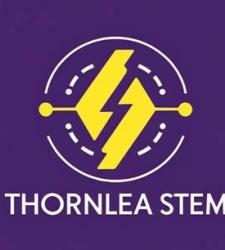 yellow symbol on a purple background with the words Thornlea STEM